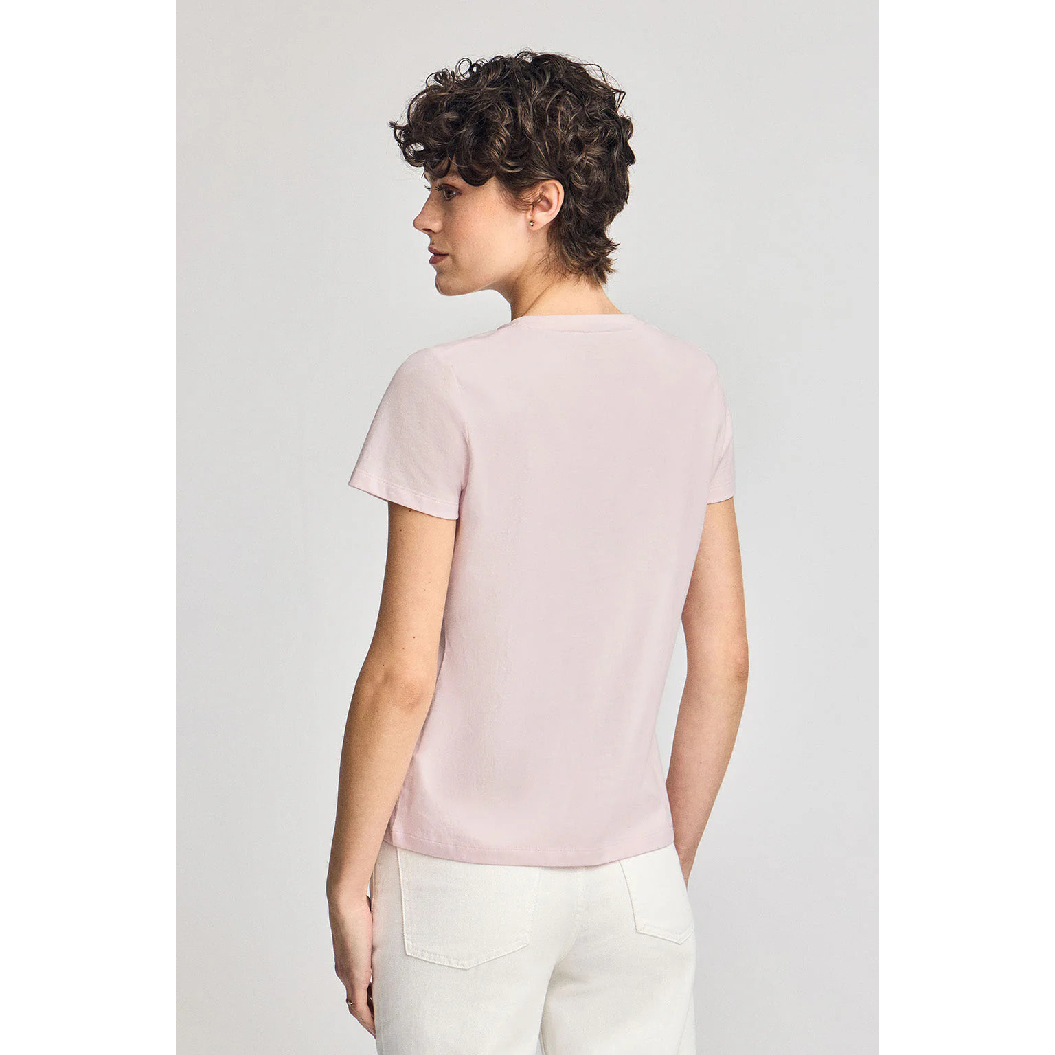 Maglietta rosa con scollo a V e ricamo Rigby Best