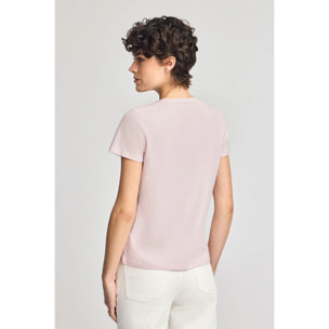 Maglietta rosa con scollo a V e ricamo Rigby Best