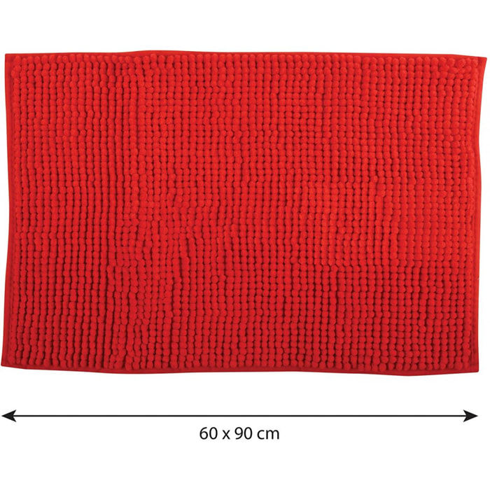 Alfombra de baño MSV ''Chenille'' de microfibra en color rojo 60 x 90 cm