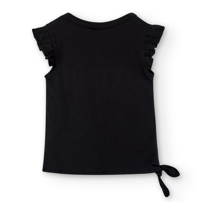 Camiseta en negro sin mangas con lazo