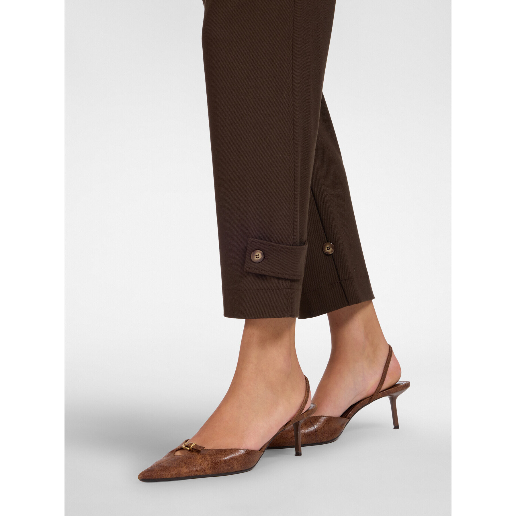 Elena Mirò - Pantaloni slim con cinturini al fondo - Marrone