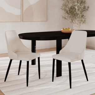 Lot de 2 chaises en tissu beige et pieds en métal - Pipo