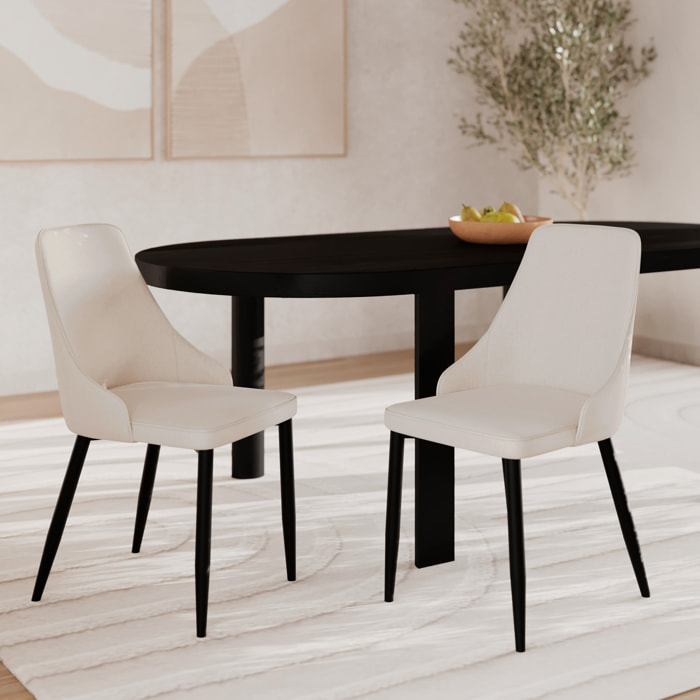 Lot de 2 chaises en tissu beige et pieds en métal - Pipo