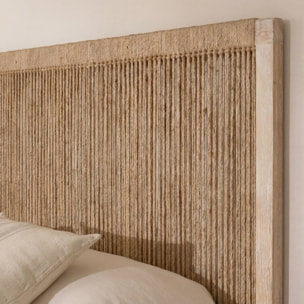 Tête de lit Siaya -bois massif de manguier et jute-couleur arabica 162 x 80 x 3 cm