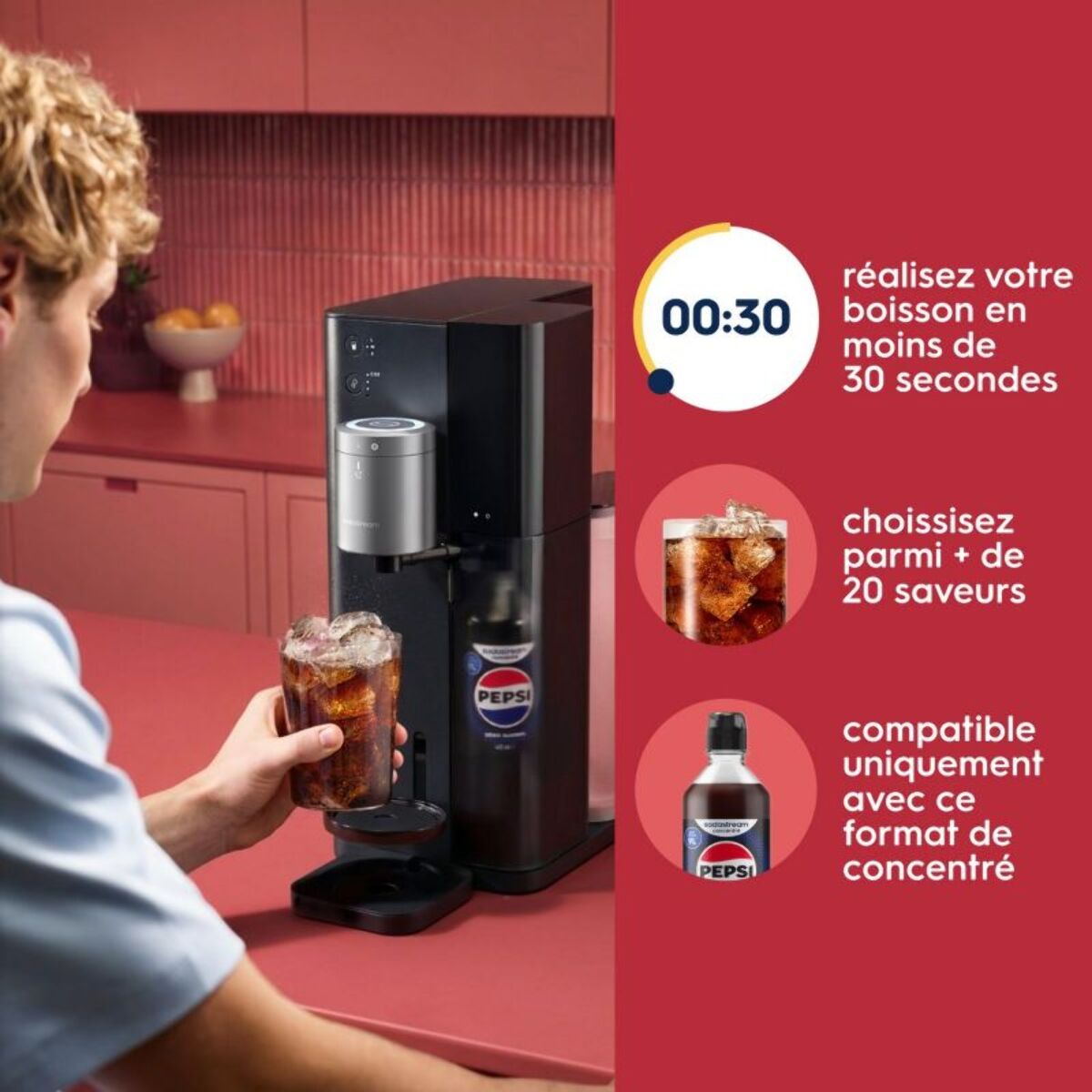 Machine à soda SODASTREAM Ultimate MULTI-DRINK Noir avec dosage automatique du concentré