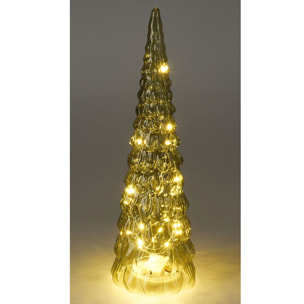 Árbol de navidad con decoración led verde y cable metálico - altura 38 cm
