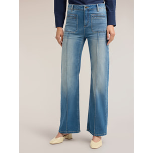 Motivi - Jeans wide leg con tasche patch - Azzurro
