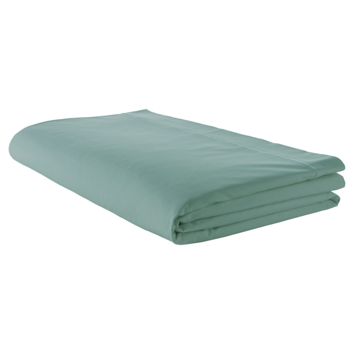 Drap plat piqué uni en percale de coton - Turquoise