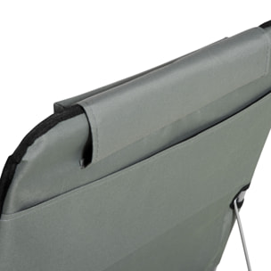 Lot de 2 tapis de plage rembourrés - dossier inclinable 5 positions - sac transport inclus - acier polyester gris