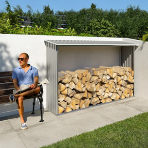 Abri à bûches métal gris 2 à 3 stères