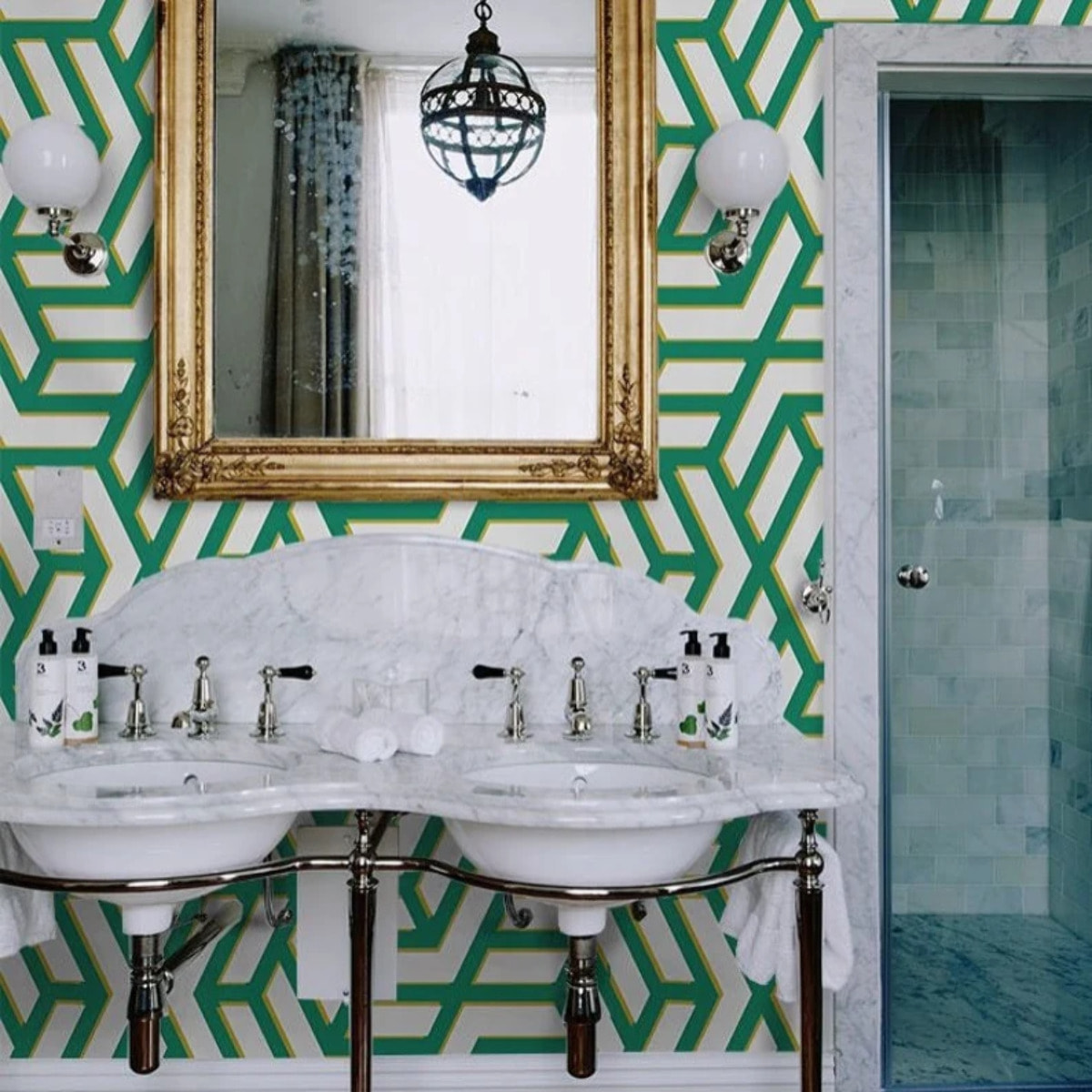 Carta da Parati Geometrica Verde