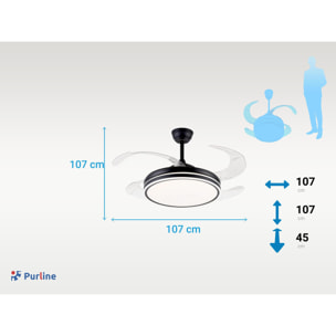 Ventilateur de plafond rétractable avec lumière LED et minuterie