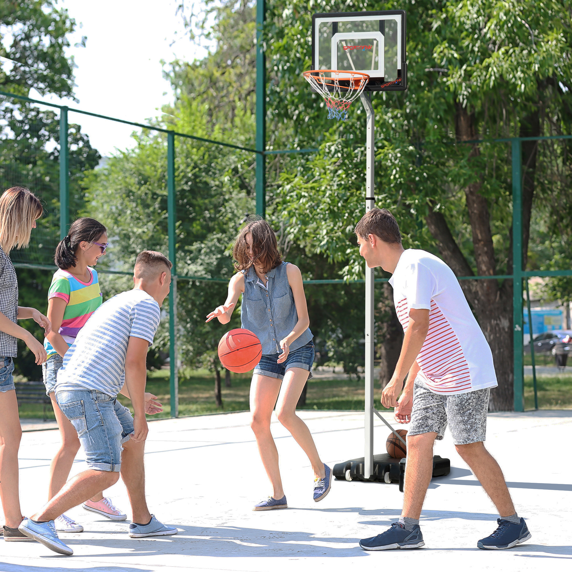 Canasta de Baloncesto con Ruedas Altura Ajustable 260-305 cm 90x83x310-360 cm