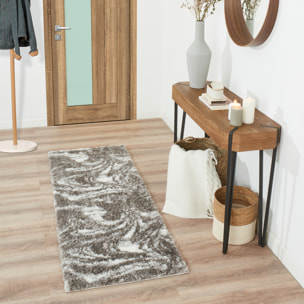 Oslo - tapis de salon à poils longs abstrait vizon
