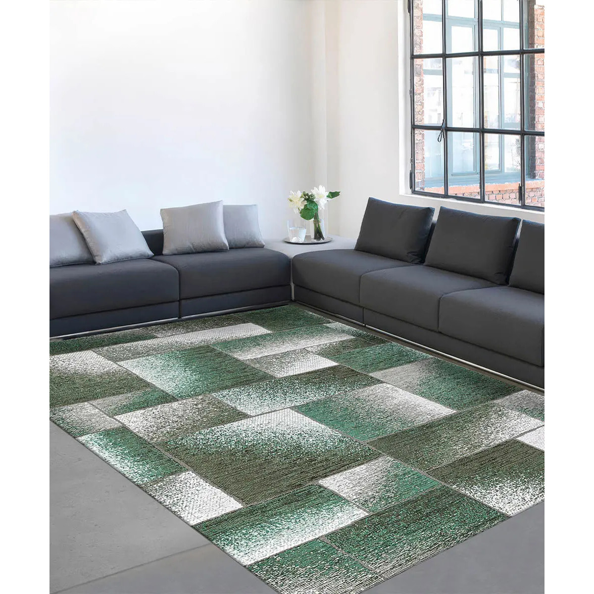 Tappeto Passatoia Corridoio Geometrico Verde