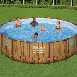 Bestway Piscine hors sol tubulaire ronde Bestway Power Steel Swim Vista 488 x 122 cm décor bois