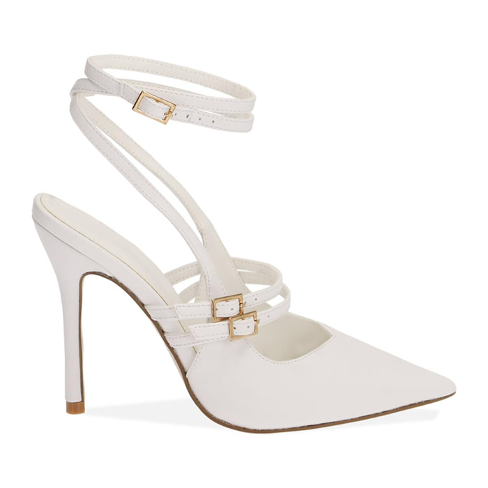 Slingback bianche, tacco 11 cm