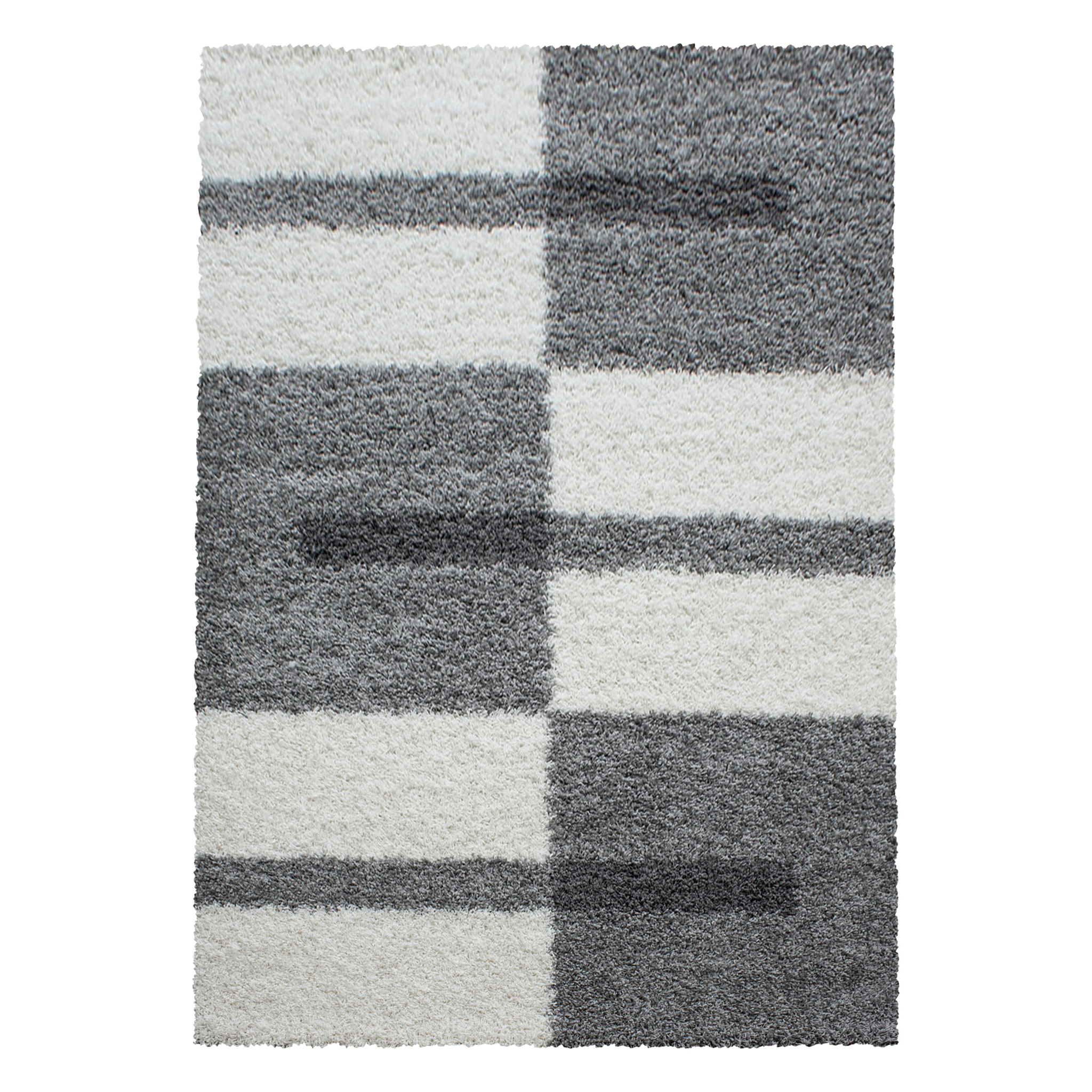 GALA - Tapis shaggy à poils longs motif géométrique gris clair