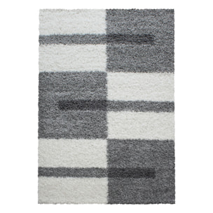 GALA - Tapis shaggy à poils longs motif géométrique gris clair