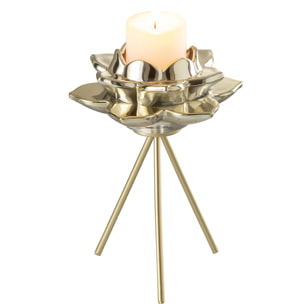 J-Line photophore Sur Pied Fleur - verre - or - large