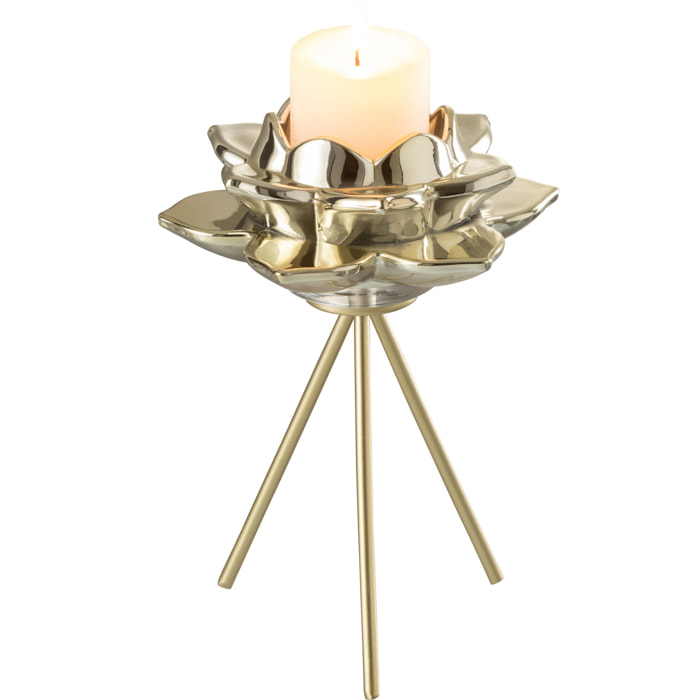 J-Line photophore Sur Pied Fleur - verre - or - large