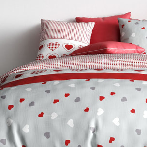 Parure housse de couette coton gris clair