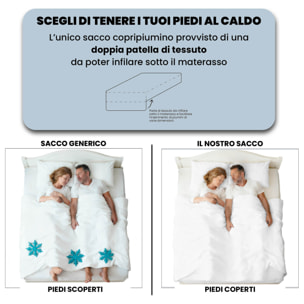 PARURE COPRIPIUMINO SATIN STRIPES, 100% Raso di Poliestere, Made in Italy, No Stiro - BIANCO