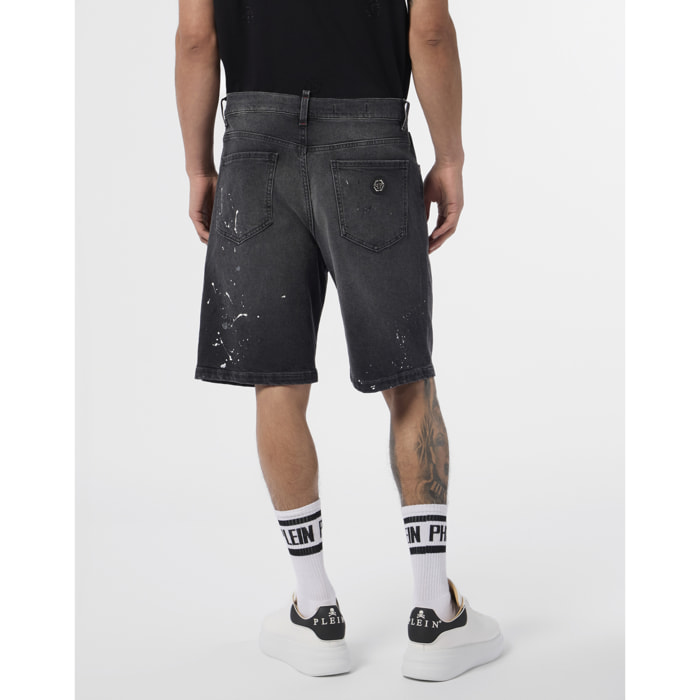 PHILIPP PLEIN Denim Shorts Paint