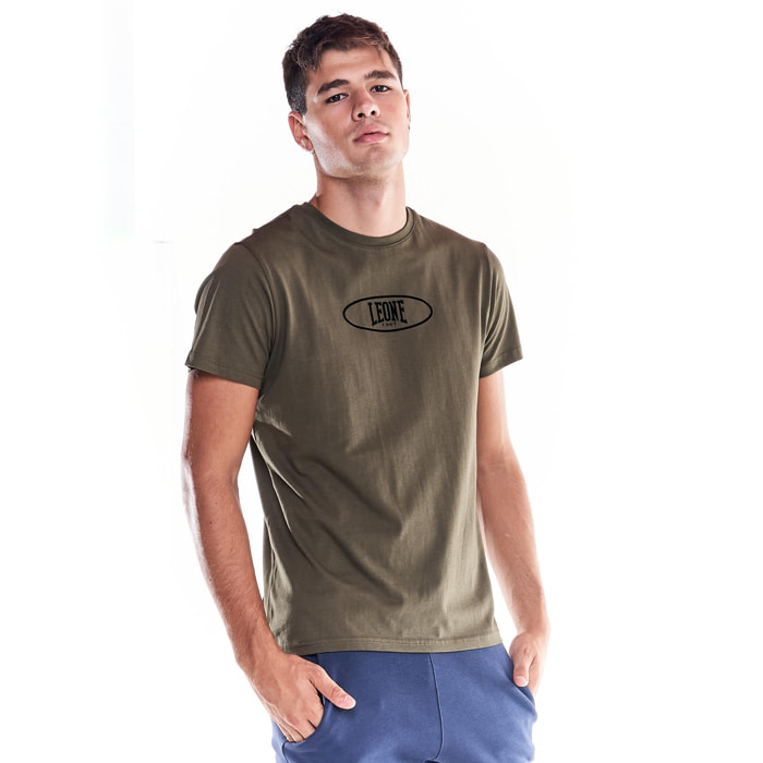 Camiseta de hombre con estampado de logo central en tonos tierra