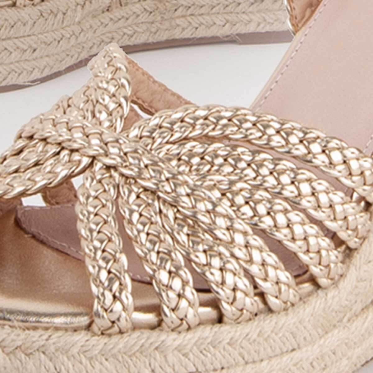 Sandalia De Cuña - Dorado - Altura: 9 Cm