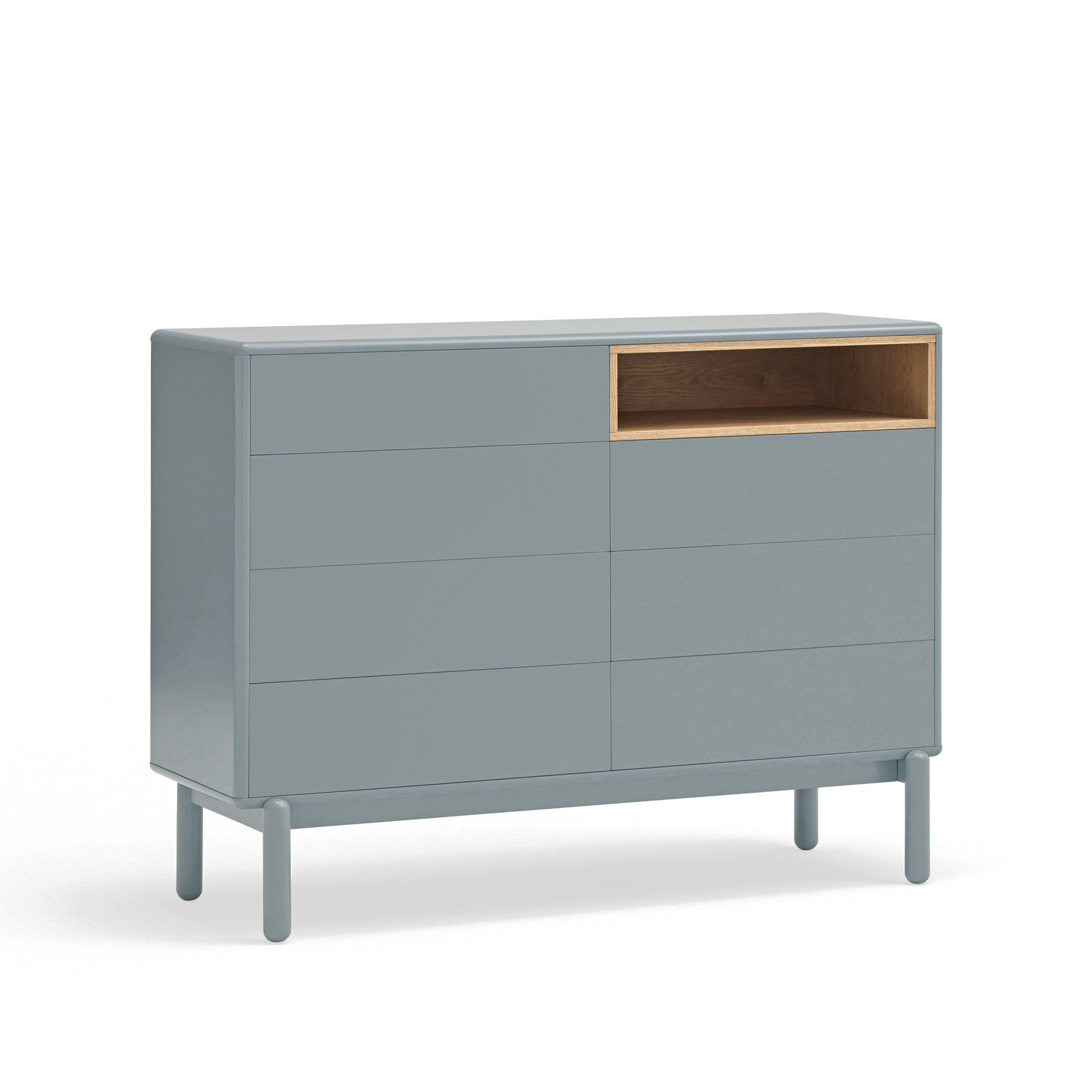 Cómoda Corvo 7 cajones gris perla
