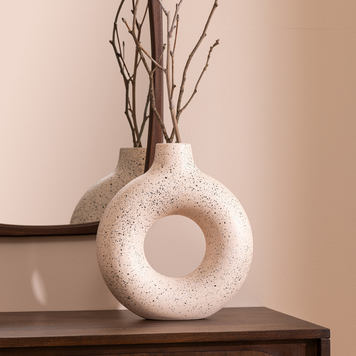 Vase céramique Florie blanc & noir H25cm