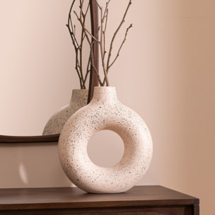 Vase céramique Florie blanc & noir H25cm