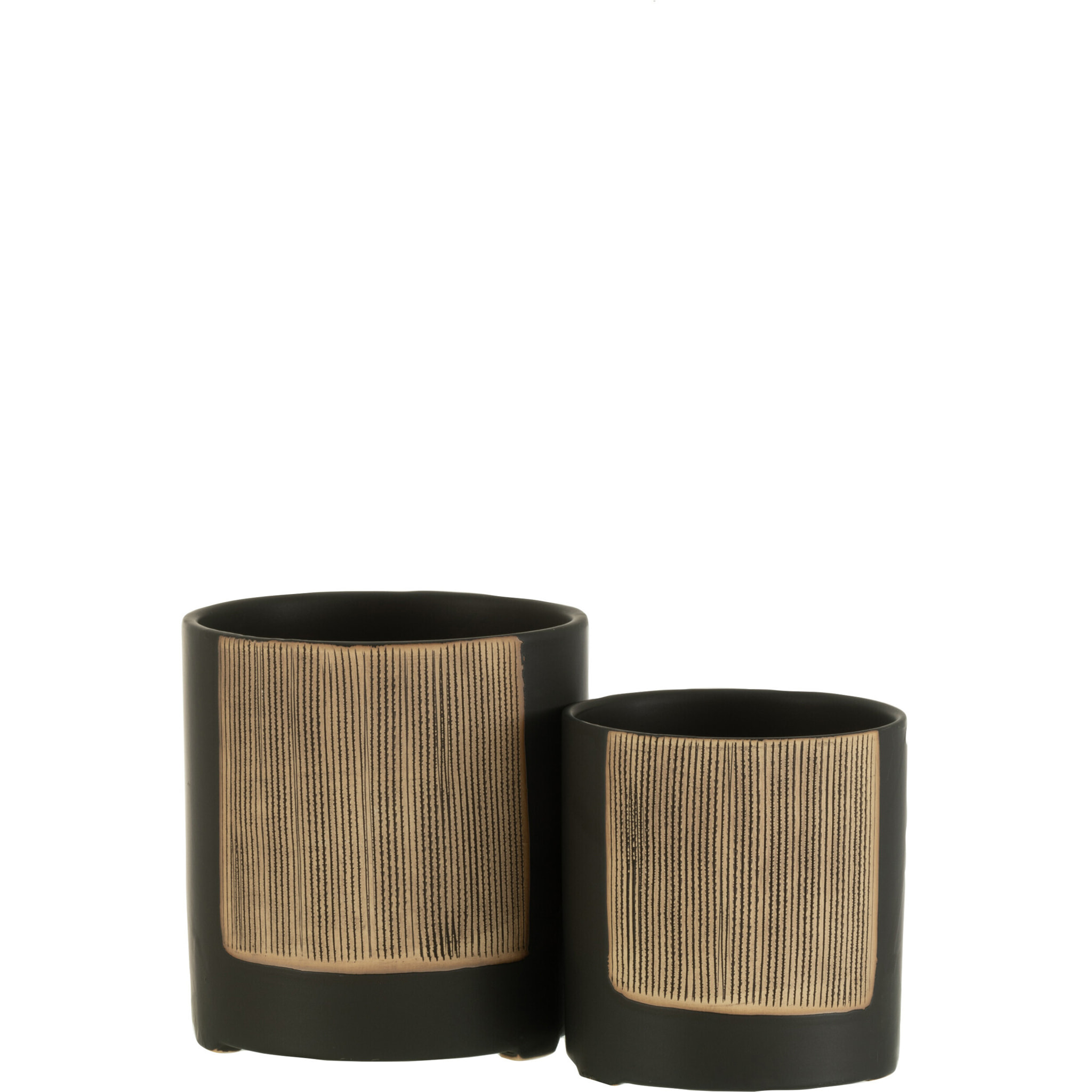J-Line cache-pot Maria Rond - céramique - noir - large - Ø 14.5 cm