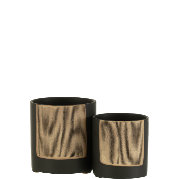 J-Line cache-pot Maria Rond - céramique - noir - large - Ø 14.5 cm
