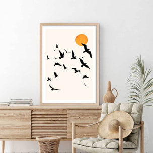 Affiche ""Envolee Up and Away"" Affiche + cadre en bois - Chêne