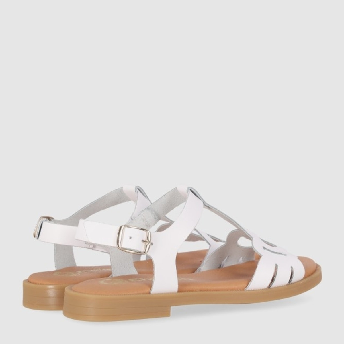 Sandalias de Piel - Blanco - Tacón: Bajo