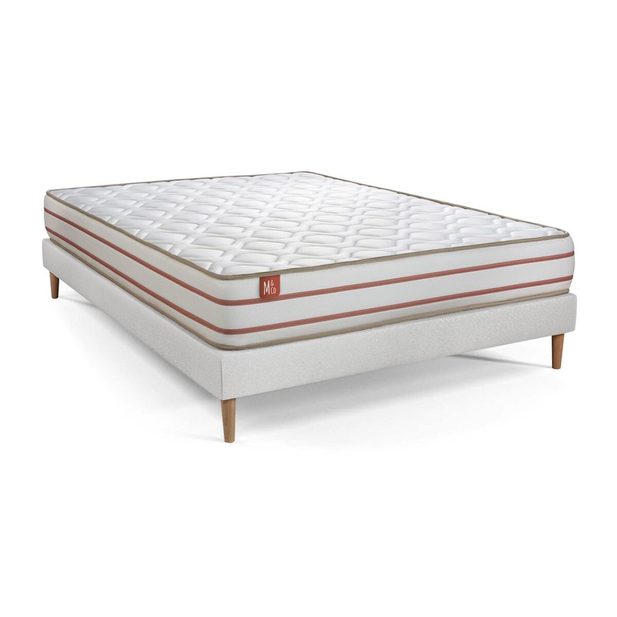 Ensemble Matelas Le Doux - 24cm - Mémoire de forme - Zéro transfert de mouvement - Sommier kit Blanc