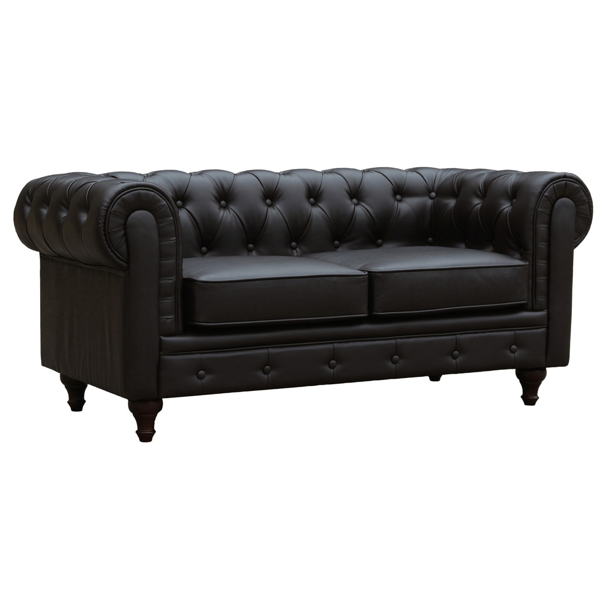 Canapé fixe Chesterfield "Aliza" - 157 x 82 x 70 cm - 2 places - Marron