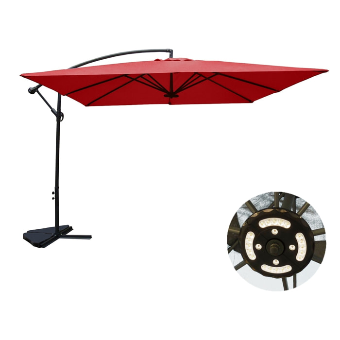 Parasol déporté LED 3 x 3 m terracotta SABBIONARA