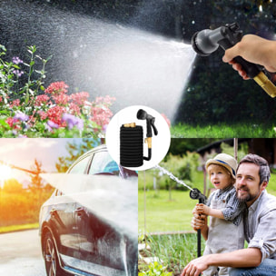 Tubo Da Giardino Estensibile Da 5 a 15 Metri Raccordi Ottone Massiccio Tubo Flessibile Per Acqua Valvola Di Arresto E Ugello Multifunzione 8 Funzioni