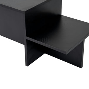 Table basse moderne effet bois noir - 2 niveaux MARFA