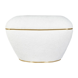 Pouf di design Contessa bianco e oro in cotone
