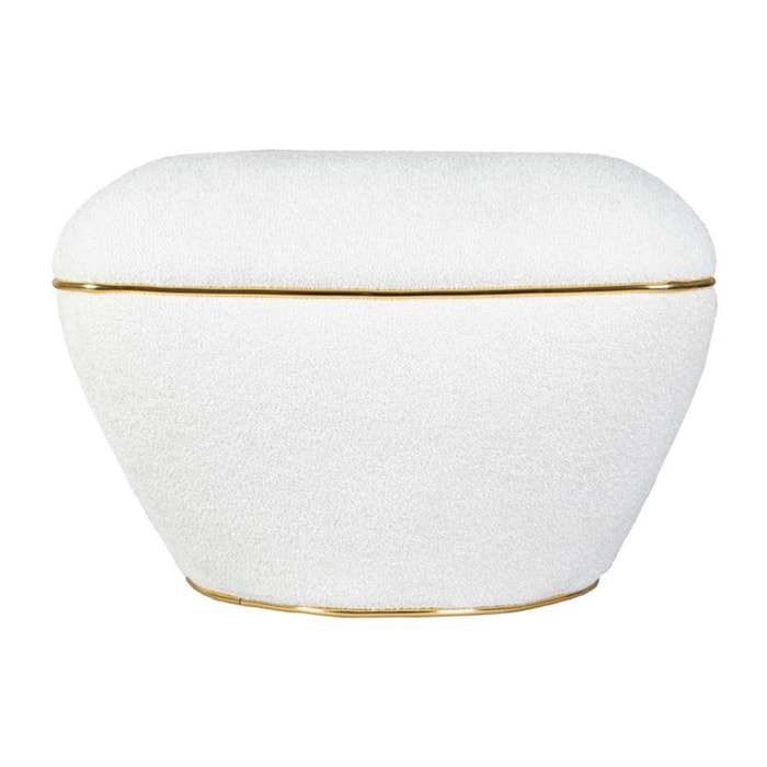 Pouf di design Contessa bianco e oro in cotone
