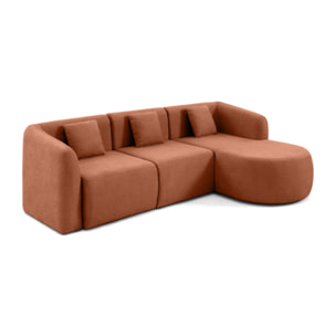 Ikare - canapé modulable d'angle droit - 4 places - en tissu - Terracotta