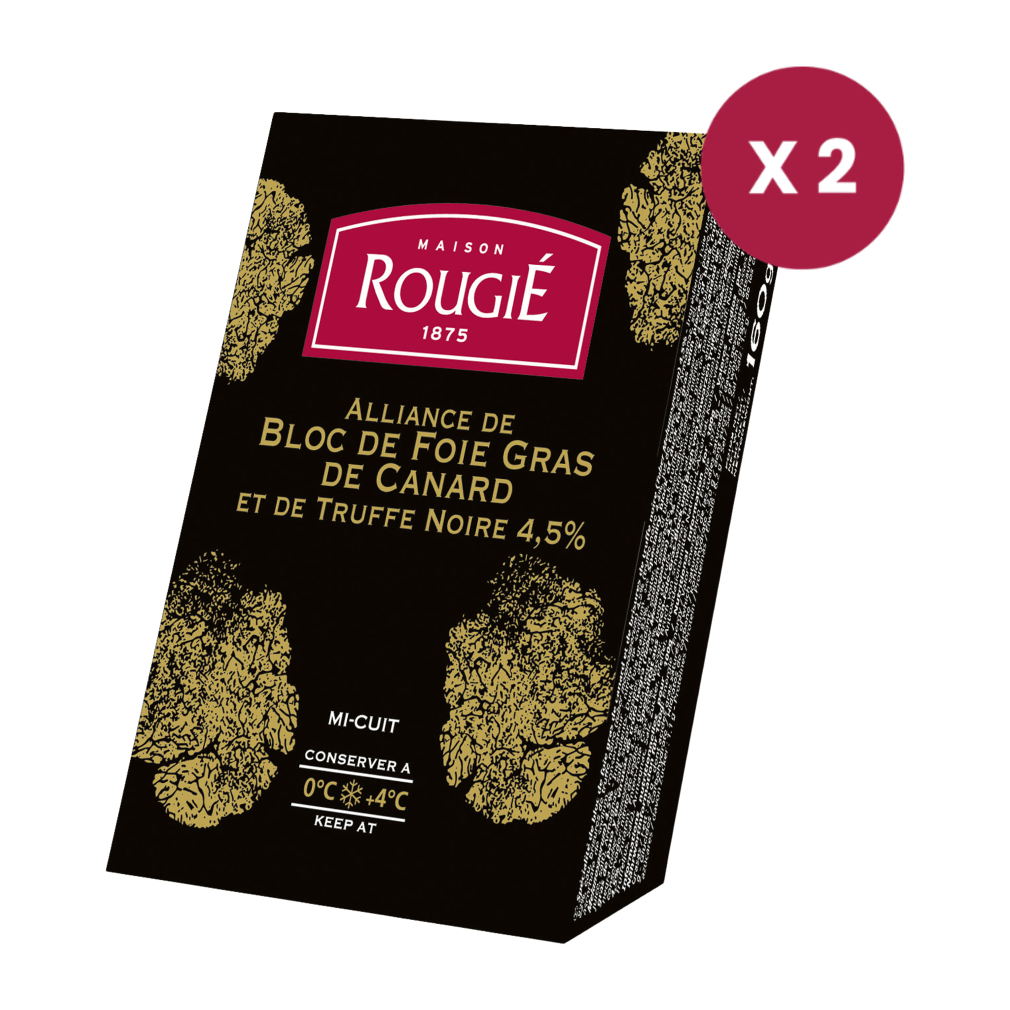 Lot de 2 alliance de bloc de foie gras à la truffe noire 4,5% - 160g x 2