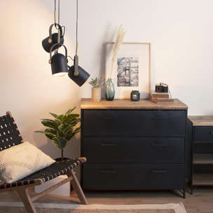 Suspension "Bil" - métal - noir & doré H83 cm
