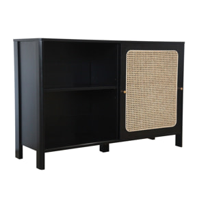 Buffet en bois noir et cannage MONTRELO