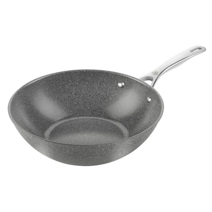 Wok, 30 cm, Aluminium, Revêtement antiadhésif en céramique renforcée en titane