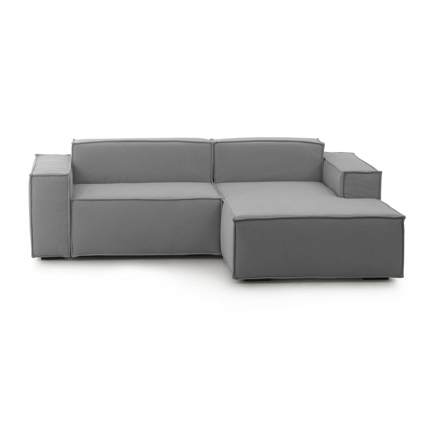 Divano fisso Patrizia, Divano componibile a 2 posti con penisola destra, 100% Made in Italy, Sofà moderno in tessuto, Cm 220x170h70, Grigio